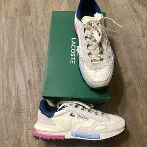 Lacoste Elite Active Cream and Pink Athletic Shoes